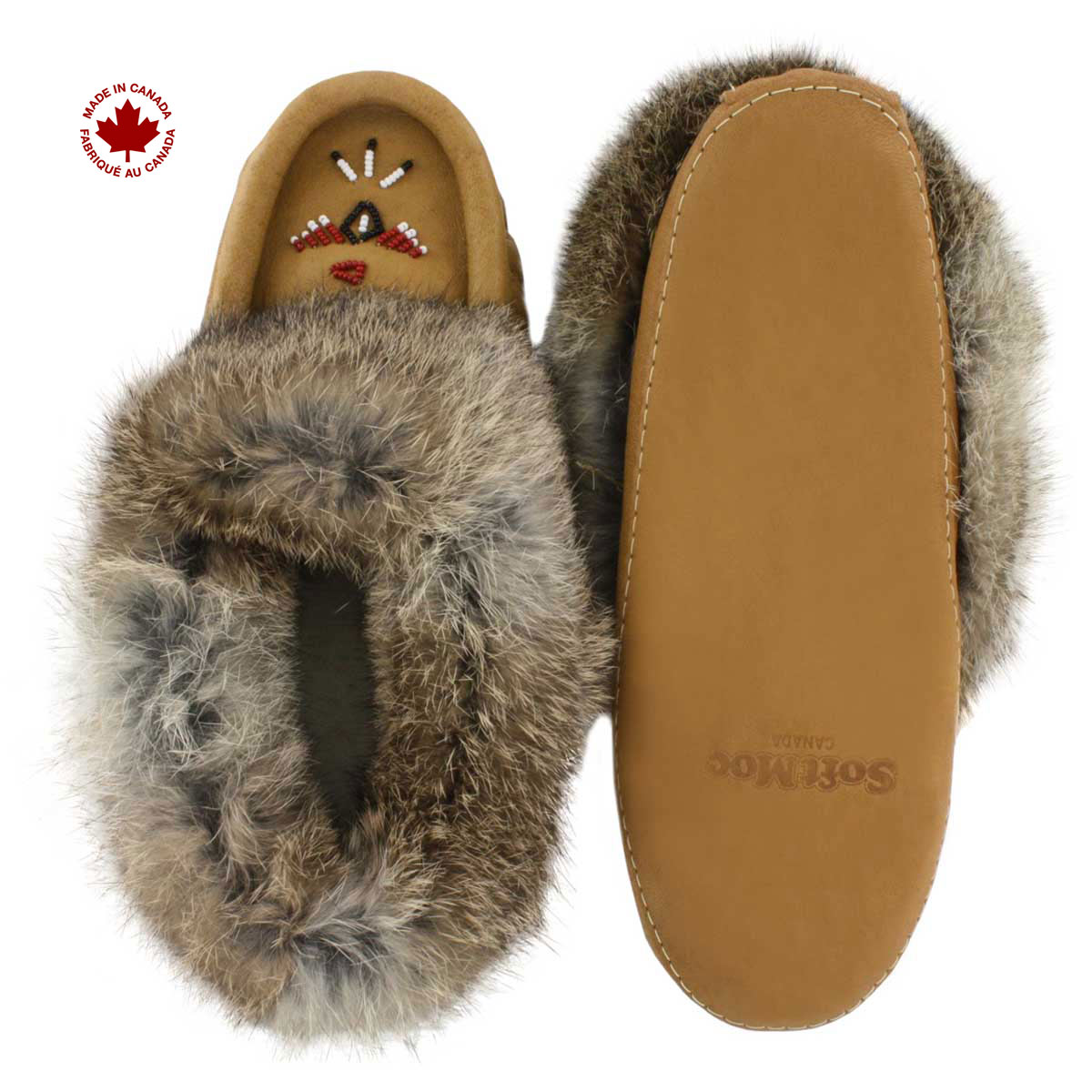 SoftMoc Women's 671 tan rabbit fur moccasins